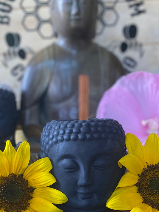 Solid Black Buddha Beeswax Candle