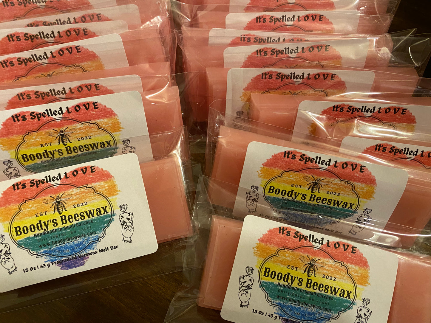 Boody Meltin' Bars - It's Spelled L O V E - 1.5 Oz Beeswax Melt Bar